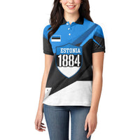 Estonia Flag 1884 Freedom Women Polo Shirt Geometric Lion Crest National Pride