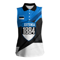 Estonia Flag 1884 Freedom Women Sleeveless Polo Shirt Geometric Lion Crest National Pride