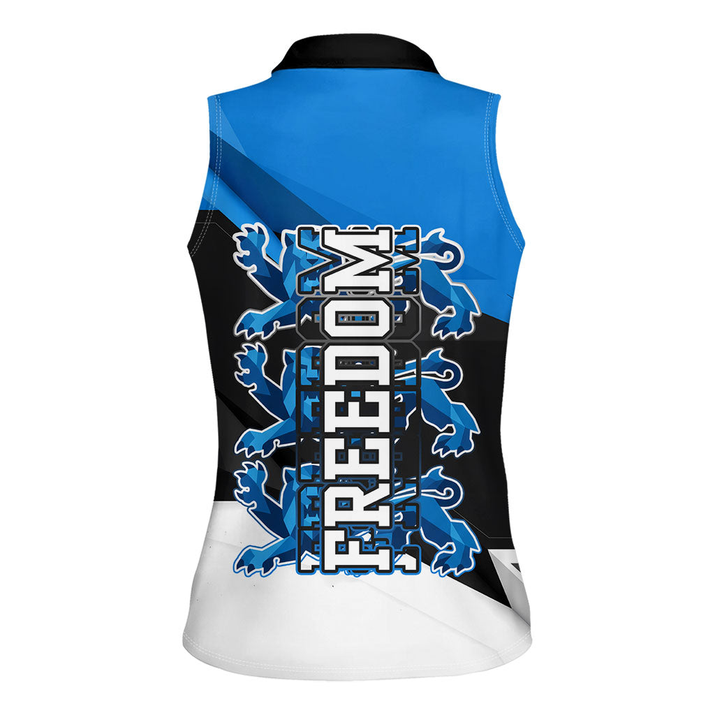 Estonia Flag 1884 Freedom Women Sleeveless Polo Shirt Geometric Lion Crest National Pride