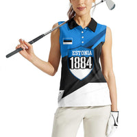 Estonia Flag 1884 Freedom Women Sleeveless Polo Shirt Geometric Lion Crest National Pride