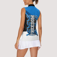 Estonia Flag 1884 Freedom Women Sleeveless Polo Shirt Geometric Lion Crest National Pride