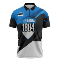 Estonia Flag 1884 Freedom Zipper Polo Shirt Geometric Lion Crest National Pride