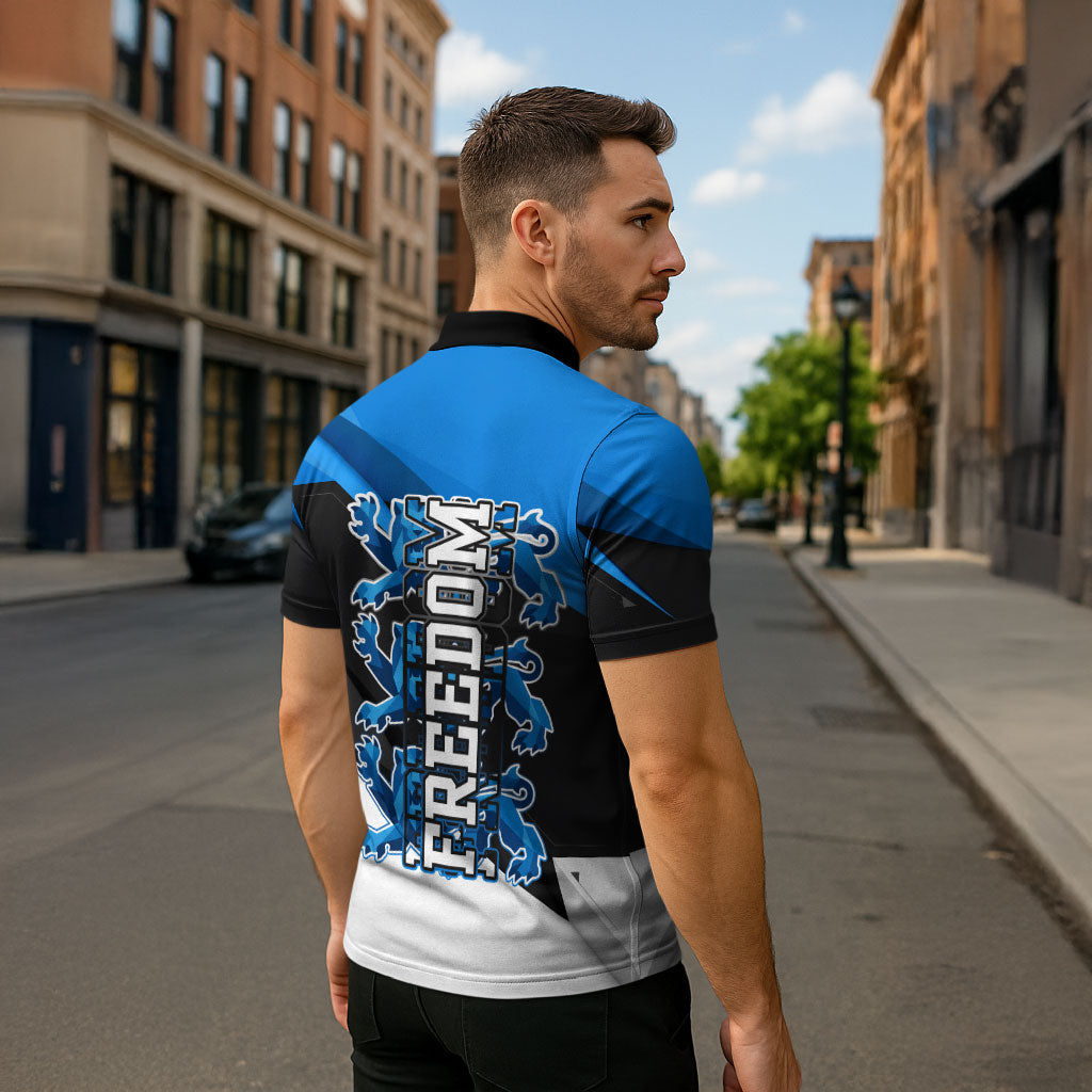 Estonia Flag 1884 Freedom Zipper Polo Shirt Geometric Lion Crest National Pride
