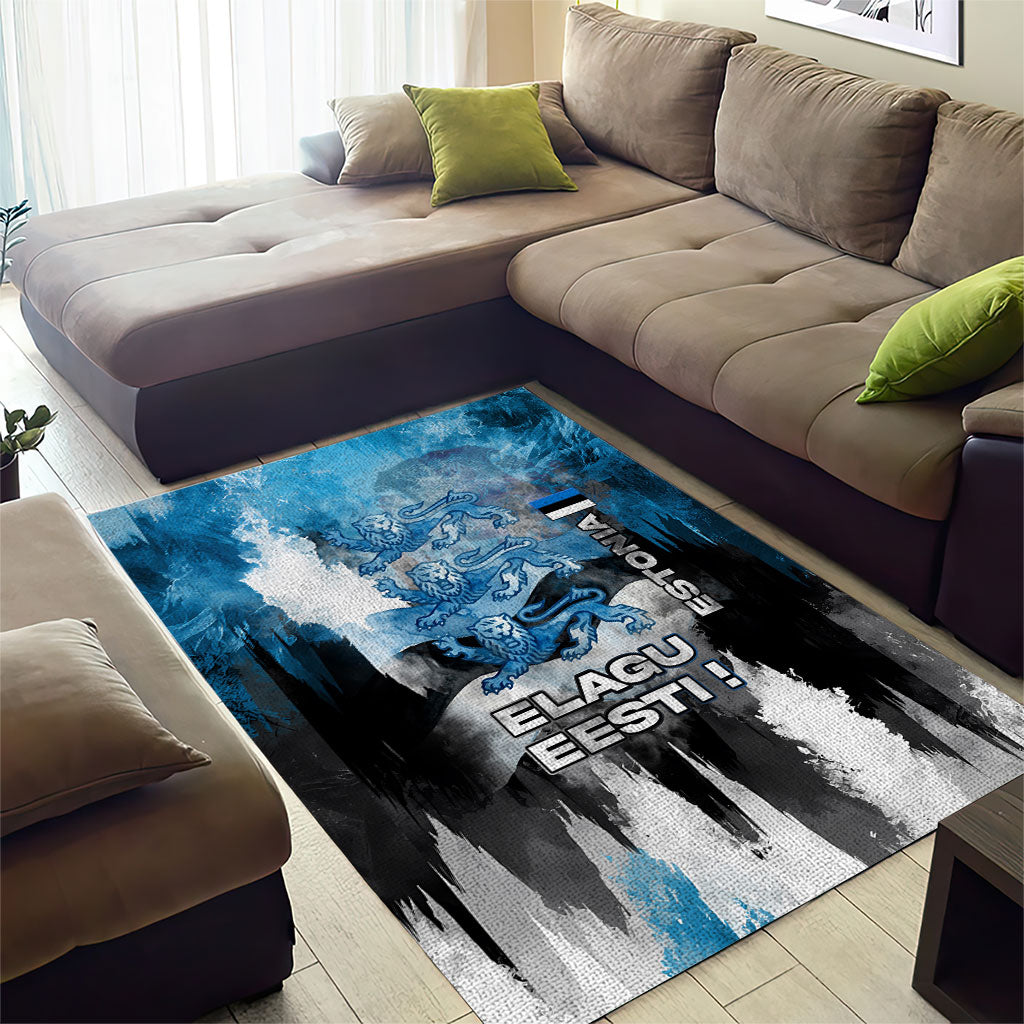 Estonia Elagu Eesti Lions Area Rug Watercolor Splash Flag Heraldic