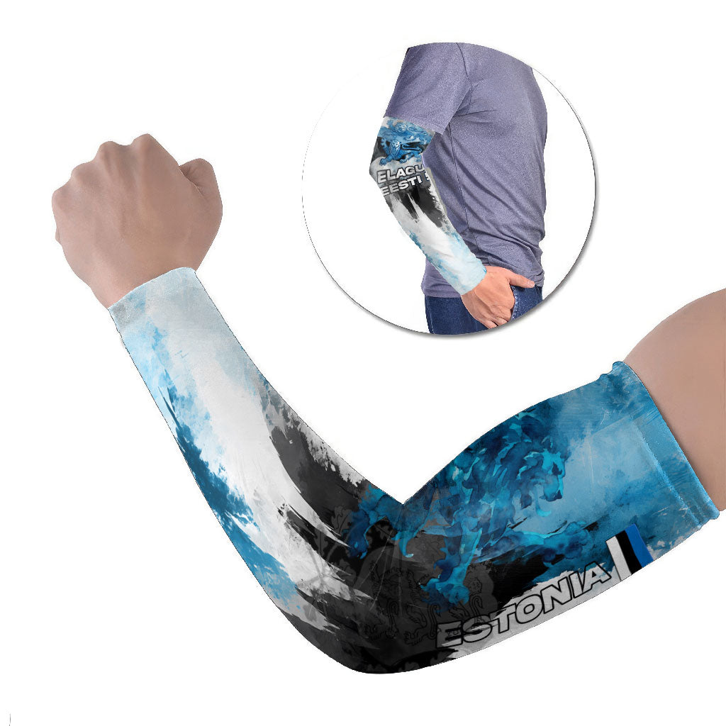 Estonia Elagu Eesti Lions Arm Sleeves Watercolor Splash Flag Heraldic