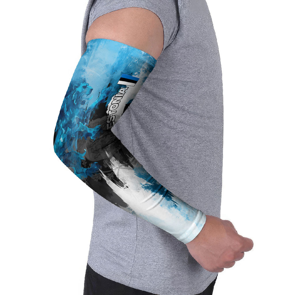 Estonia Elagu Eesti Lions Arm Sleeves Watercolor Splash Flag Heraldic