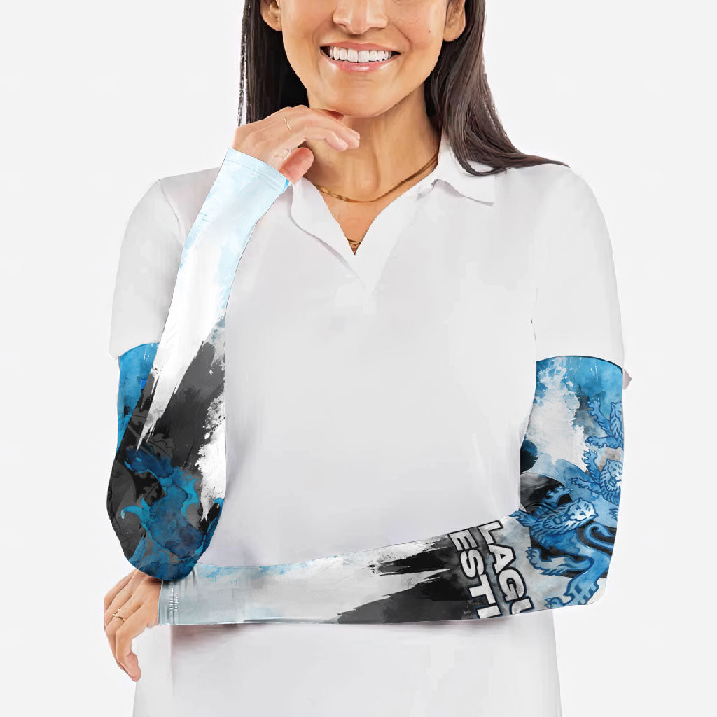 Estonia Elagu Eesti Lions Arm Sleeves Watercolor Splash Flag Heraldic