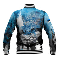 Estonia Elagu Eesti Lions Baseball Jacket Watercolor Splash Flag Heraldic
