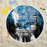 Estonia Elagu Eesti Lions Beach Blanket Watercolor Splash Flag Heraldic