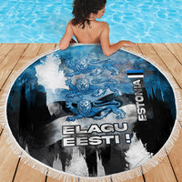 Estonia Elagu Eesti Lions Beach Blanket Watercolor Splash Flag Heraldic