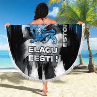 Estonia Elagu Eesti Lions Beach Blanket Watercolor Splash Flag Heraldic
