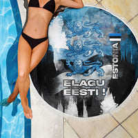 Estonia Elagu Eesti Lions Beach Blanket Watercolor Splash Flag Heraldic