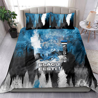 Estonia Elagu Eesti Lions Bedding Set Watercolor Splash Flag Heraldic