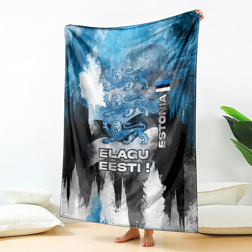Estonia Elagu Eesti Lions Blanket Watercolor Splash Flag Heraldic