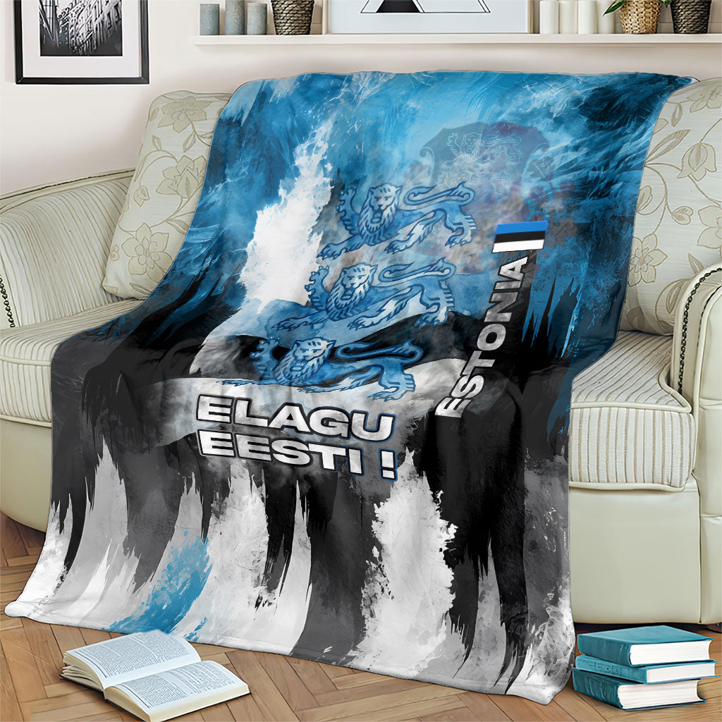 Estonia Elagu Eesti Lions Blanket Watercolor Splash Flag Heraldic