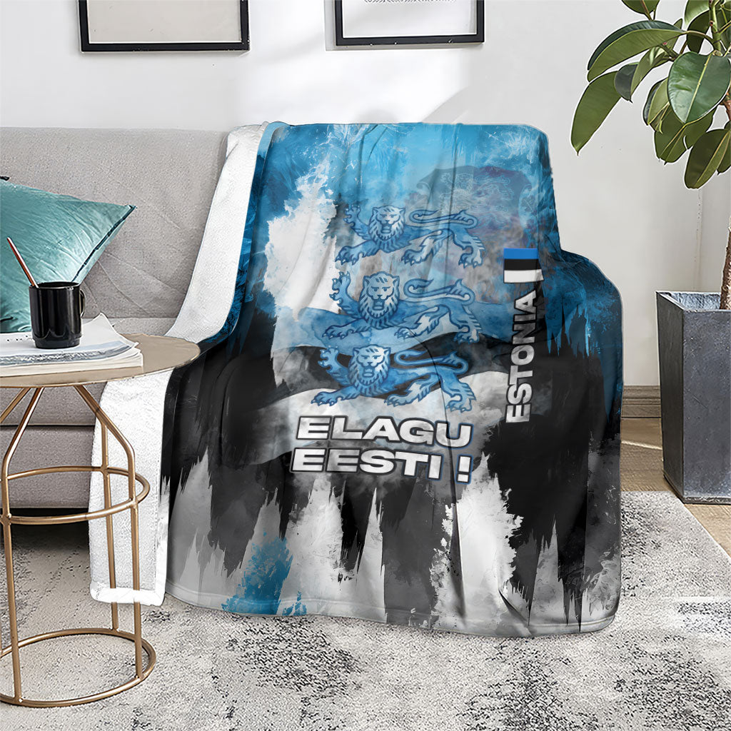 Estonia Elagu Eesti Lions Blanket Watercolor Splash Flag Heraldic