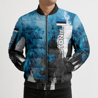 Estonia Elagu Eesti Lions Bomber Puffer Jacket Watercolor Splash Flag Heraldic