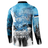 Estonia Elagu Eesti Lions Button Sweatshirt Watercolor Splash Flag Heraldic