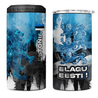 Estonia Elagu Eesti Lions 4 in 1 Can Cooler Tumbler Watercolor Splash Flag Heraldic