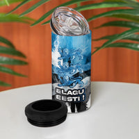 Estonia Elagu Eesti Lions 4 in 1 Can Cooler Tumbler Watercolor Splash Flag Heraldic