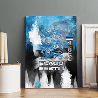 Estonia Elagu Eesti Lions Canvas Wall Art Watercolor Splash Flag Heraldic