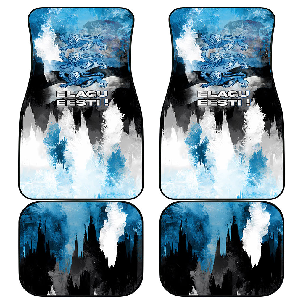 Estonia Elagu Eesti Lions Car Mats Watercolor Splash Flag Heraldic