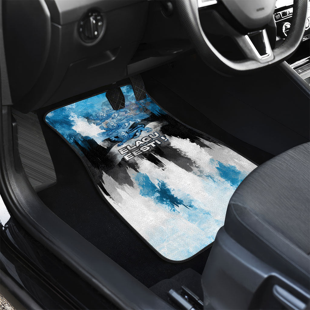 Estonia Elagu Eesti Lions Car Mats Watercolor Splash Flag Heraldic