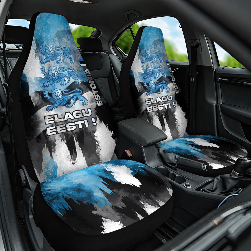 Estonia Elagu Eesti Lions Car Seat Cover Watercolor Splash Flag Heraldic