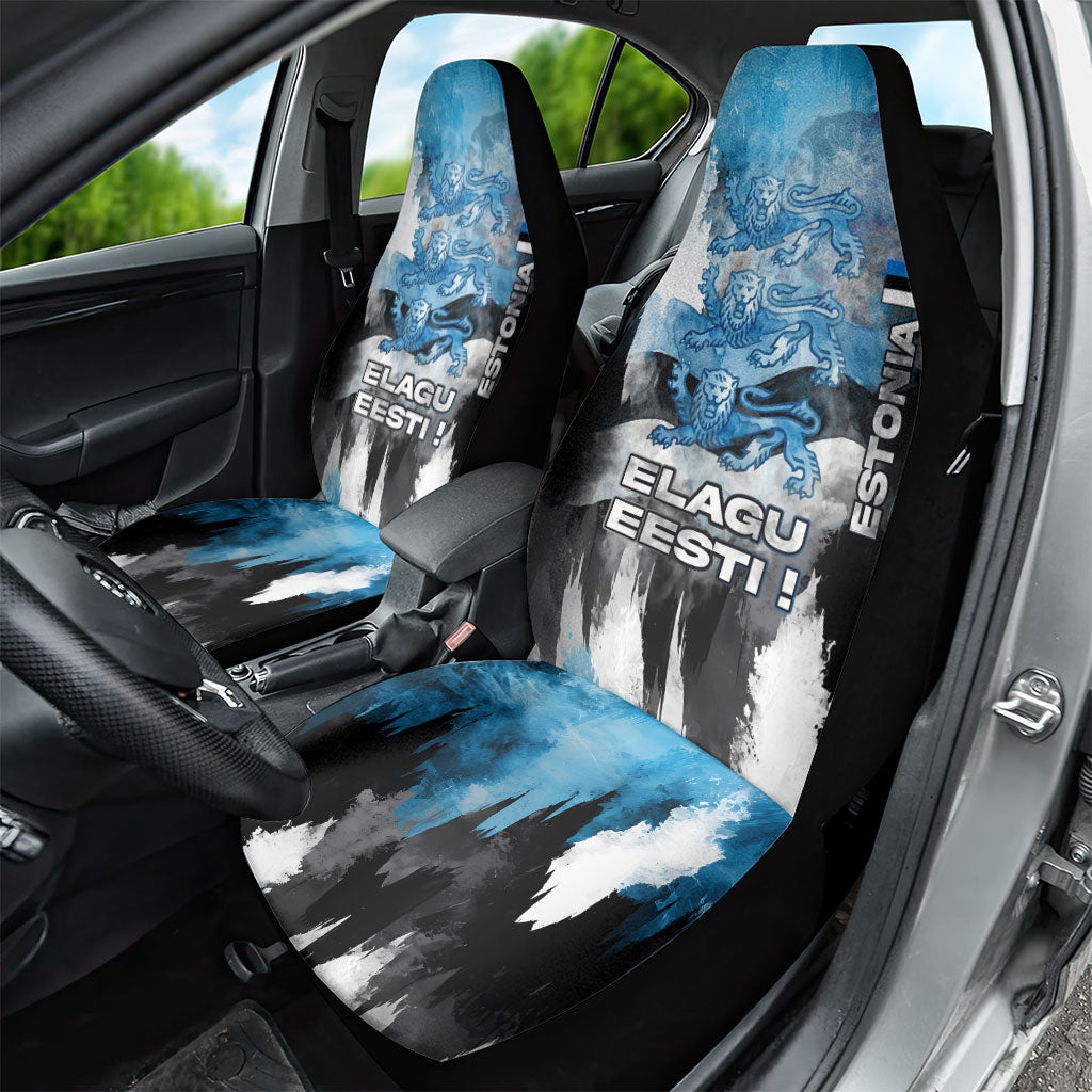 Estonia Elagu Eesti Lions Car Seat Cover Watercolor Splash Flag Heraldic
