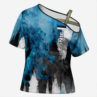 Estonia Elagu Eesti Lions Cross Shoulder Shirt Watercolor Splash Flag Heraldic