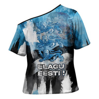 Estonia Elagu Eesti Lions Cross Shoulder Shirt Watercolor Splash Flag Heraldic