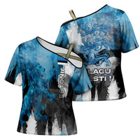 Estonia Elagu Eesti Lions Cross Shoulder Shirt Watercolor Splash Flag Heraldic