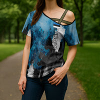 Estonia Elagu Eesti Lions Cross Shoulder Shirt Watercolor Splash Flag Heraldic