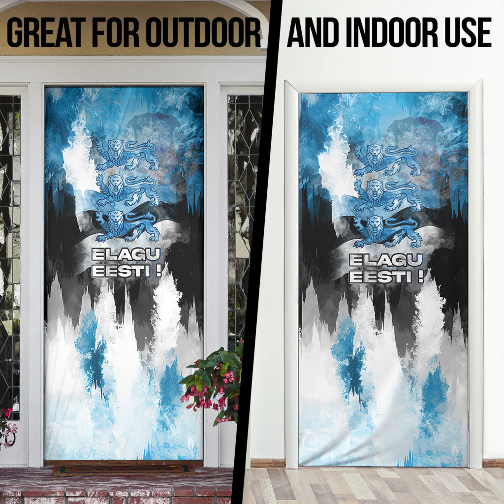 Estonia Elagu Eesti Lions Door Cover Watercolor Splash Flag Heraldic