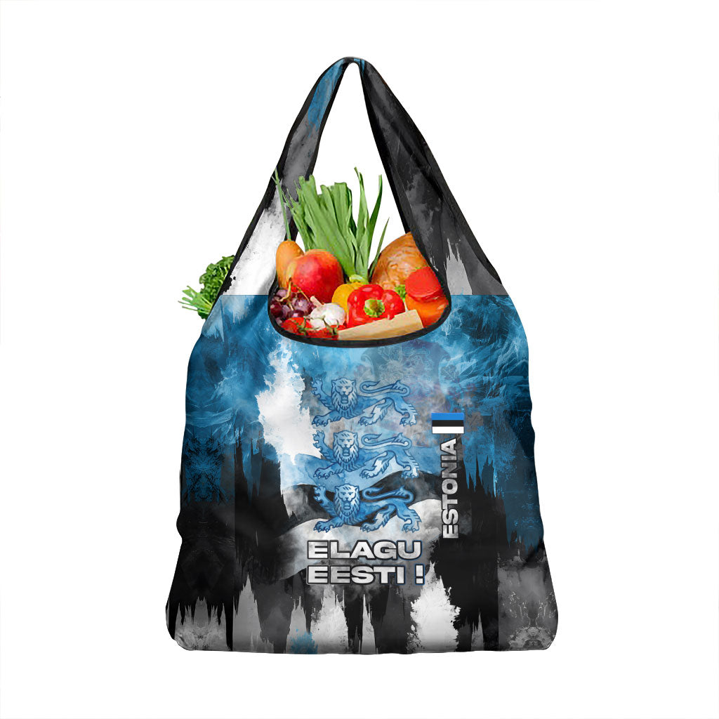 Estonia Elagu Eesti Lions Grocery Bag Watercolor Splash Flag Heraldic