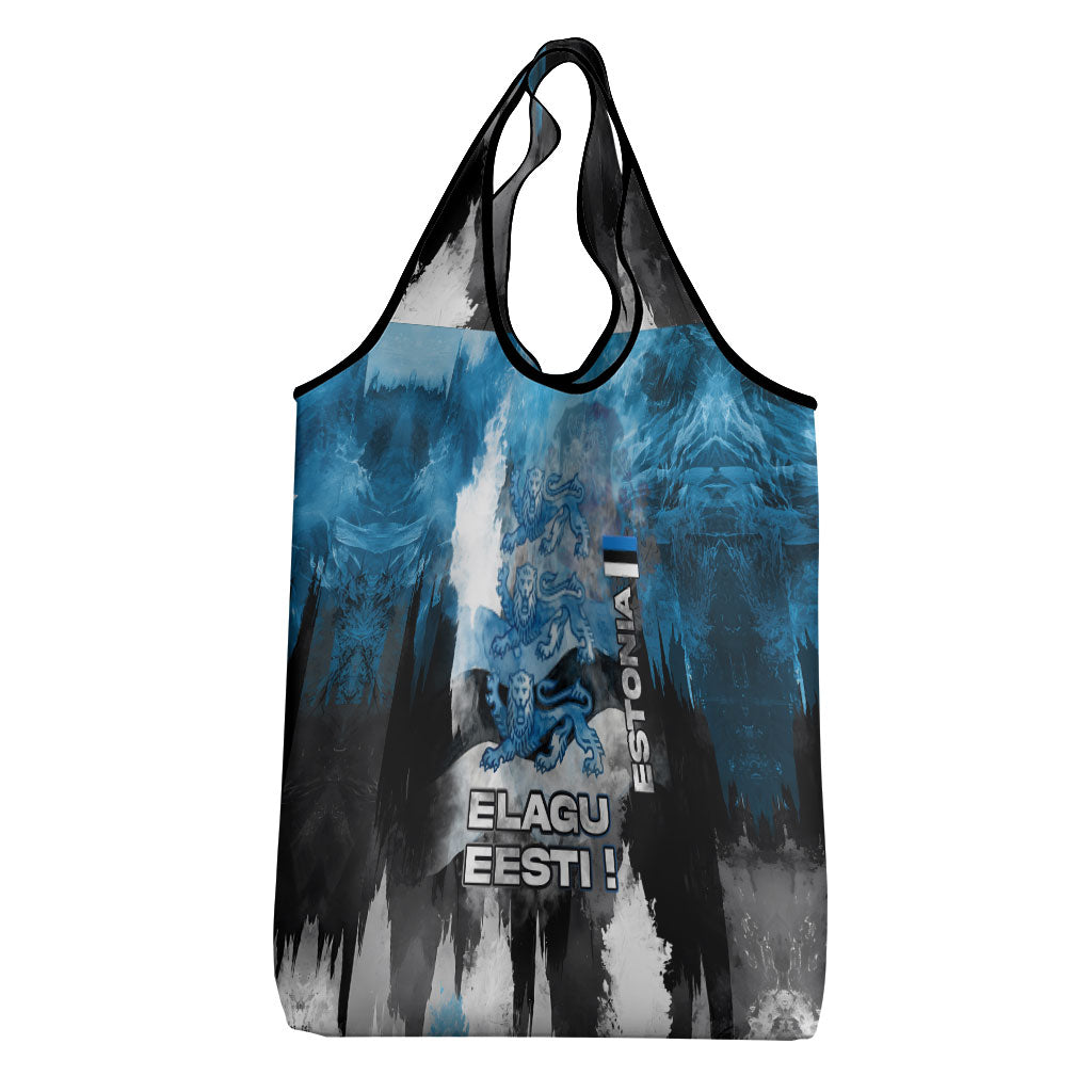 Estonia Elagu Eesti Lions Grocery Bag Watercolor Splash Flag Heraldic