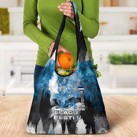 Estonia Elagu Eesti Lions Grocery Bag Watercolor Splash Flag Heraldic