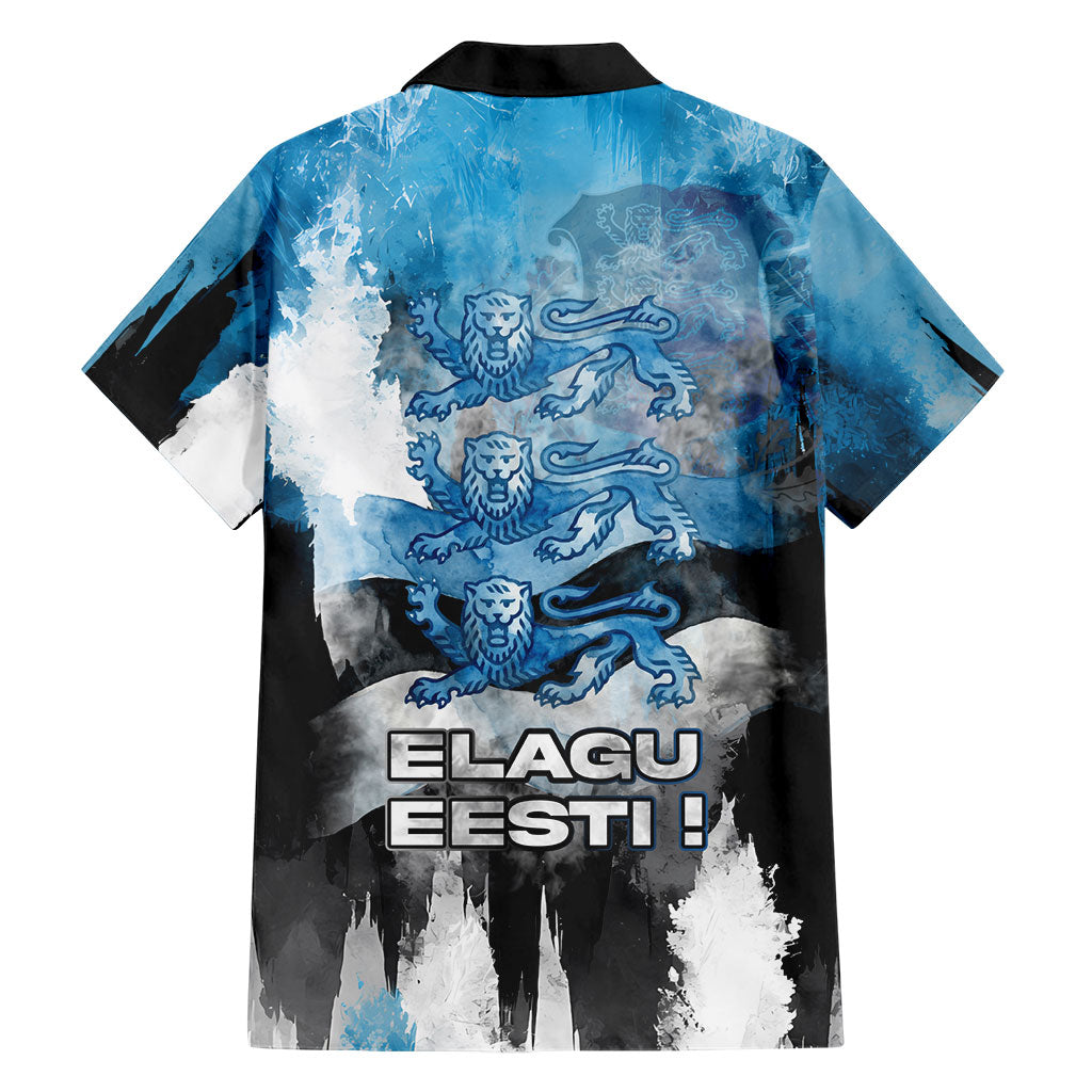 Estonia Elagu Eesti Lions Hawaiian Shirt Watercolor Splash Flag Heraldic