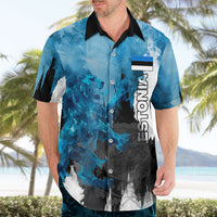 Estonia Elagu Eesti Lions Hawaiian Shirt Watercolor Splash Flag Heraldic