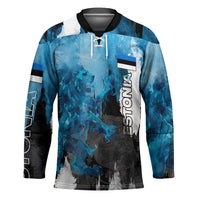 Estonia Elagu Eesti Lions Hockey Jersey Watercolor Splash Flag Heraldic