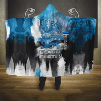 Estonia Elagu Eesti Lions Hooded Blanket Watercolor Splash Flag Heraldic