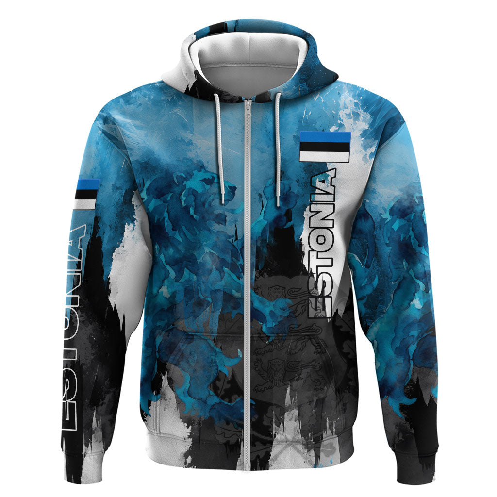 Estonia Elagu Eesti Lions Hoodie Watercolor Splash Flag Heraldic