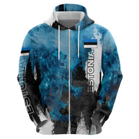 Estonia Elagu Eesti Lions Hoodie Watercolor Splash Flag Heraldic