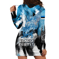 Estonia Elagu Eesti Lions Hoodie Dress Watercolor Splash Flag Heraldic