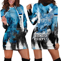Estonia Elagu Eesti Lions Hoodie Dress Watercolor Splash Flag Heraldic