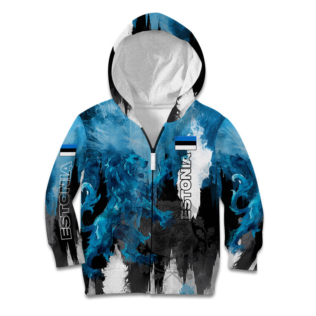 Estonia Elagu Eesti Lions Kid Hoodie Watercolor Splash Flag Heraldic
