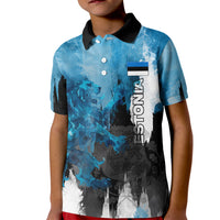 Estonia Elagu Eesti Lions Kid Polo Shirt Watercolor Splash Flag Heraldic
