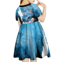 Estonia Elagu Eesti Lions Kid Short Sleeve Dress Watercolor Splash Flag Heraldic