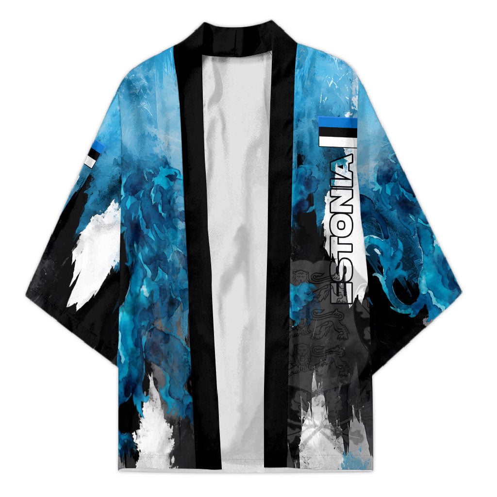 Estonia Elagu Eesti Lions Kimono Watercolor Splash Flag Heraldic
