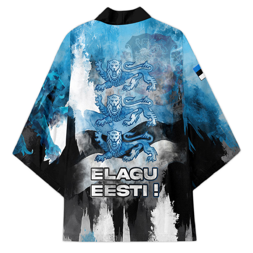 Estonia Elagu Eesti Lions Kimono Watercolor Splash Flag Heraldic